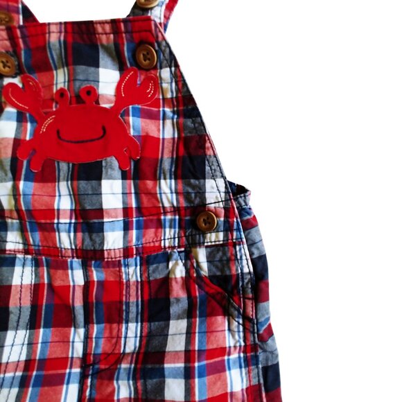 Child of Mine Plaid Crab Shortalls 6-9 Months - Picture 4 of 7